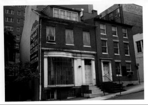 A photo of the buildings from the 1975 Maryland Historical Trust nomination form. Photo from MD State Archives.
